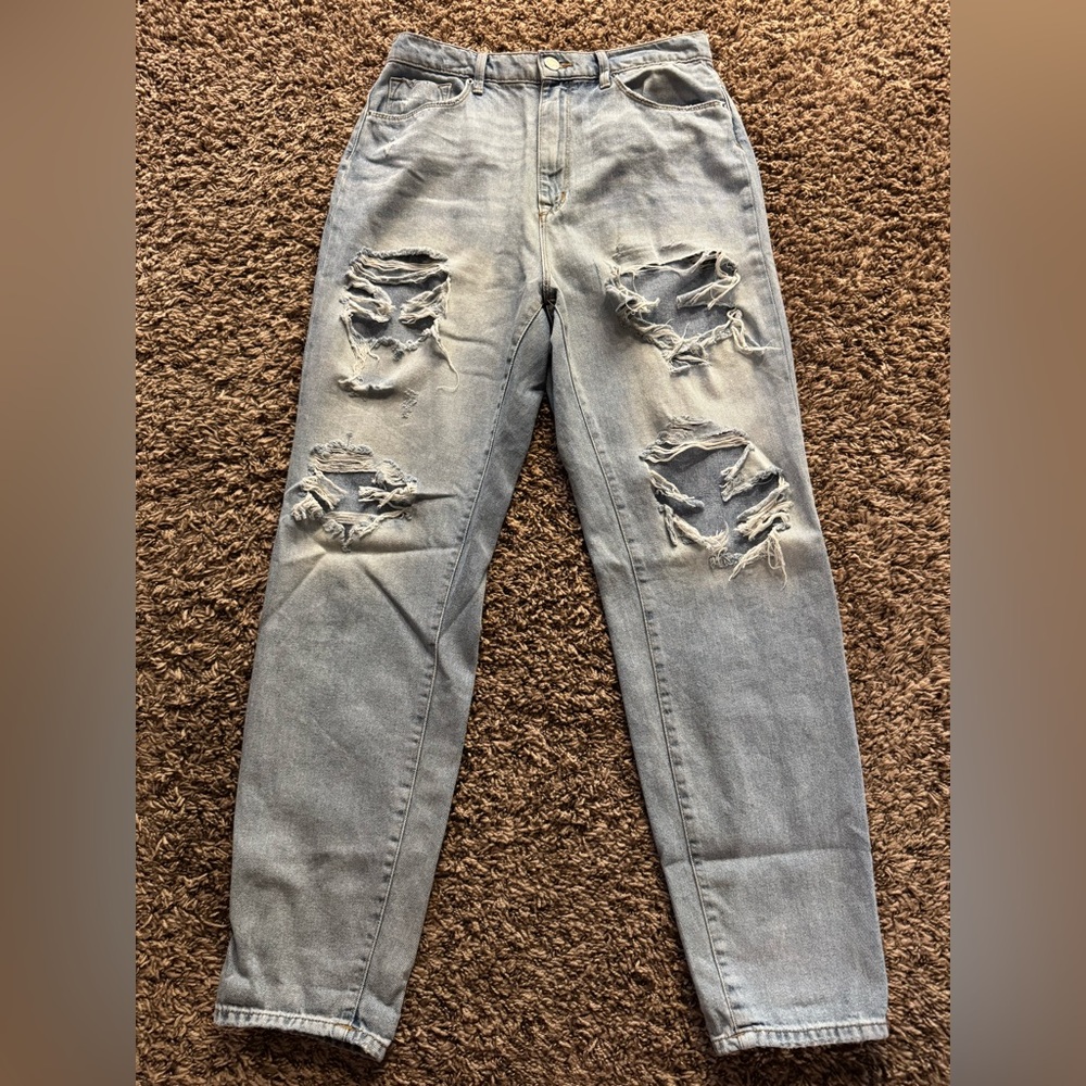 BDG Denim Mom High Rise Distressed Light Wash Jeans From Urban Outfitters